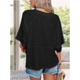 thumbnail image 3 of Women Crew‑Neck Batwing Half‑Sleeve Tee, Solid‑Color Loose‑Fit Flowy Casual Summer Tops, 3 of 8