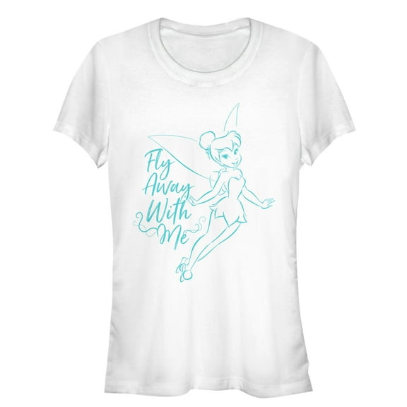 Junior's Peter Pan Tinker Bell Fly Away Graphic Tee White Large