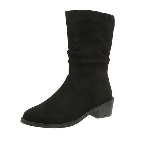 

Ediodpoh Women s Fashion Autumn And Winter Suede Mid Calf Boots Comfortable Temperament Boots Womens Booties Black 8