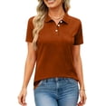 thumbnail image 5 of Nestiefly Women's Polo Shirts Short Sleeve Button Down Collared Shirts Business Casual Tops Athletic Tennis Golf Blouses Vermilion XXL, 5 of 5