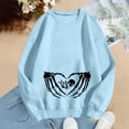 thumbnail image 4 of Yuhangmm Halloween Sweatshirts for Women Fashionable Casual Halloween Printed Hooded Zipper Sweatshirt for Women with Seasonal Graphic Blue L, 4 of 5
