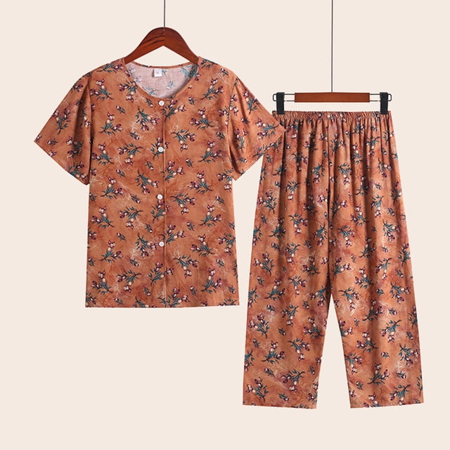 Mefallenssiah Femmes Été Deux Pièces Ensemble Manches Courtes Pyjama Ensemble Imprimé tops Pantalons Ensemble