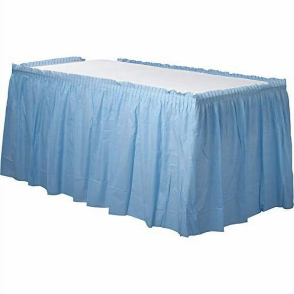 Amscan Rectangular Pastel Blue Plastic Table Skirt | Party Tableware