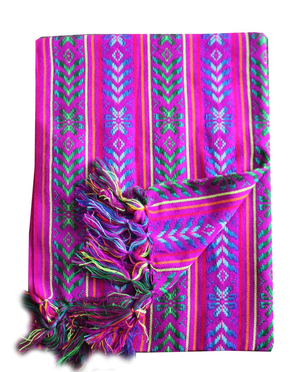Del Mex Mexican Rebozo Table Runner, Soft Woven Fiesta Wedding Party Decor, 74" x 14" (Electric Purple)