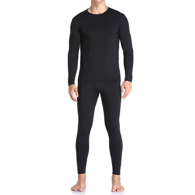 Calzoncillos largos WEERTI para hombre con forro polar, color negro