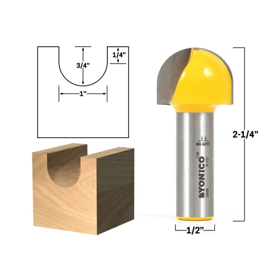 Yonico 1" Diameter Core Box Router Bit - 1/2" Shank - 19105