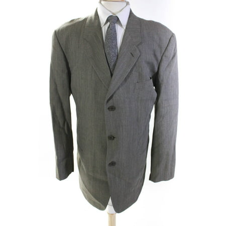 Pre-owned|Giorgio Armani Mens Wool Three Button Notched Collar Blazer Brown Size 46L