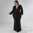 thumbnail image 3 of AURA Women Plus Size V Neck Irregular Dress Long Sleeve Sexy Party Night Dress, 3 of 8