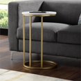 thumbnail image 3 of Pemberly Row 16" Table Basse Ronde en Métal Moderne avec Plateau en Faux Marbre en Or, 3 of 8