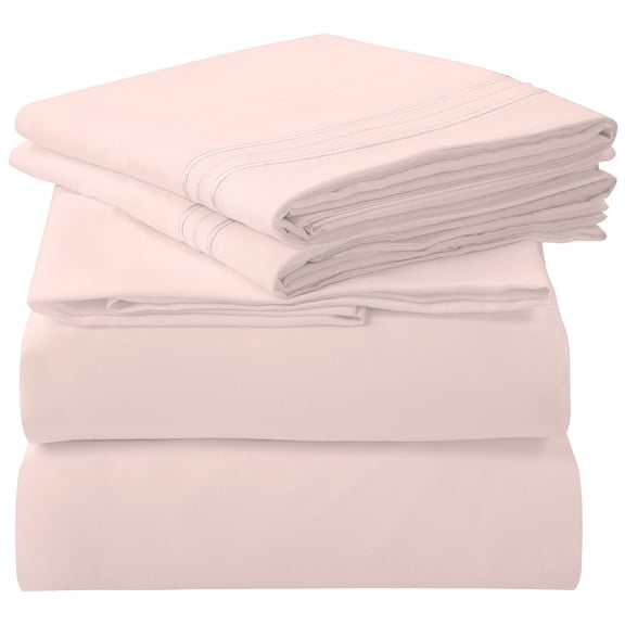 ROYALE LINENS 3 Piece Twin Sheets Set - Soft Brushed 1800 Microfiber Bedding - 1 Fitted and 1 Flat Sheet, 1 Pillow case - Wrinkle Free & Fade Resistant - Hotel Luxury Bed Sheets Set (Pink, Twin)