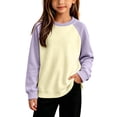 thumbnail image 5 of xaoyunyn Girls Fall Pullover Top Casual Fashion Slim Long Sleeve Crewneck Color Block Sweatshirt 3-15 Years, 5 of 6