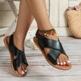 thumbnail image 3 of Mepaouo Women's Strappy Sandal Leather Flat Back Buckle Footbed Shoes Open Toe Summer Beach Slides, 3 of 7