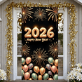 thumbnail image 5 of Golden Happy New Year Banner Firework Decor 2026 New Year Display Colorful Balloons Shiny Stars New Year Backdrop for New Year Party New Year's Eve Celebration Family Gathering, 5 of 9
