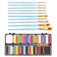 thumbnail image 2 of Paleta de Pintura de maquillaje facial 12 Grid con 10 pinceles Perfecl lavable profesional para Halloween Cosplay, 2 of 8