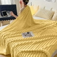 thumbnail image 5 of AYktou Striped Flannel Throw Blankets, 79×59 Inch Warm Soft Bed Blanket Cozy Microfiber Nap Cozy Blanket Couch Blanket Cover Festival Decor for Sofa Bed Couch Office Outdoor Camping, Yellow, 5 of 6