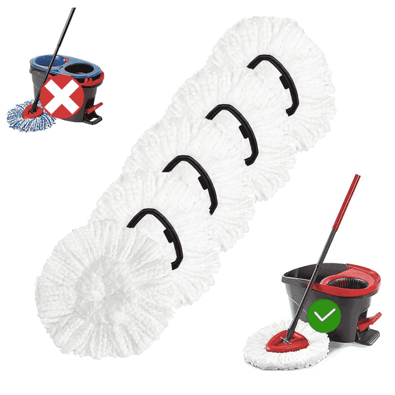 Spin Mop Replacement head, Spin Mop Heads Refill, Universal 100% Microfiber Mop Heads Replacement, Machine Washable 5 Pack Mop Repalce Head, Deep Cleaning and Easy-to-Replace(White)
