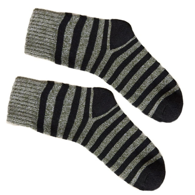 Calcetines de invierno Qarigey 5 pares para hombre media pantorrilla Rayas verde militar