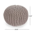 thumbnail image 3 of GDF Studio Poona Modern Handmade Fabric Knit Round Pouf, Brown, 3 of 7