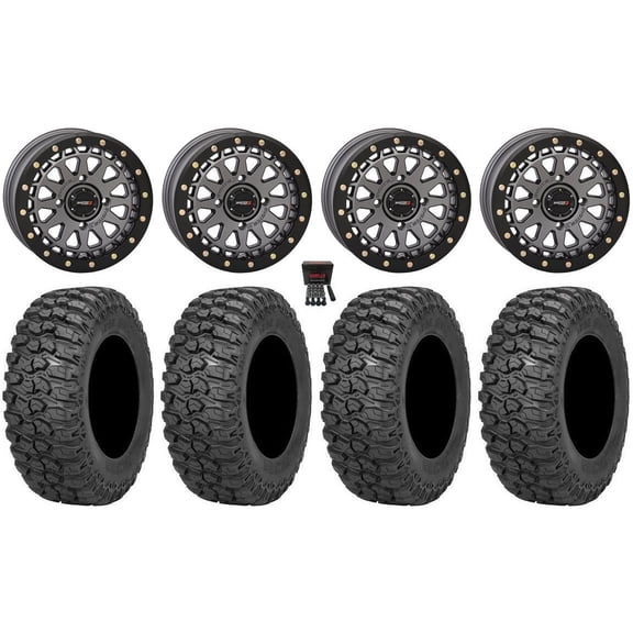 System 3 SB-6 15" Wheels Gunmetal (4 3) 30" Trail Saw 2.0 Tires Polaris RZR XP 1000 / PRO XP / Ranger XP 900/1000