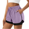 thumbnail image 1 of Ixbnca 2 in 1 Womens Athletic Shorts with Pockets Elastic High Waist Drawstring Workout Running Shorts, 1 of 7