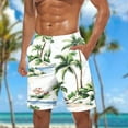 thumbnail image 2 of Virmaxy Men's Hawaiian Board Shorts Tropical Palm Print Swim Trunks Shorts with Elastic Waist Drawstring Quick Dry Summer Shorts for Resort Lounging Beige-1 S, 2 of 5