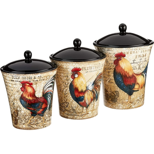 Certified International 23656 Ensemble de Canisters Coq Doré (3 Pcs), Taille Unique, Multicolore