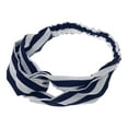 thumbnail image 4 of Unique Bargains Fashion Stripe Pattern Cross Elastic Hairband1 Pc White Navy Blue, 4 of 6