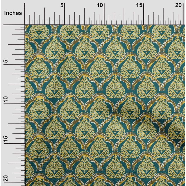 oneOone Polyester Lycra Fabric Damask & Floral Block Print Sewing Fabric BTY 56 Inch Wide
