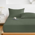 thumbnail image 6 of King Size Fitted Sheet Set - Pure Army Green 3 Piece Bedding Sets 16" Deep Pocket Fitted Sheet with 2 Pillowcases, Modern Solid Color Minimalist Art Brushed Microfiber Hotel Luxury Bed Sheets, 6 of 9