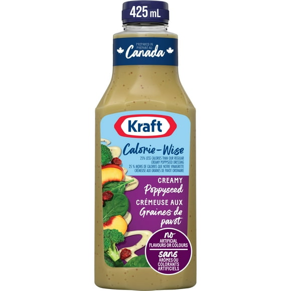 Kraft Calorie-Wise Creamy Poppyseed Salad Dressing, 425 mL Bottle, KRAFT C-WISE POPPYSEED DRESSING 425