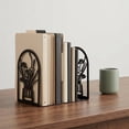 thumbnail image 2 of REGALWOVEN Decorative Floral Metal Bookends, Flower Design Book Ends for Shelves, Non-Skid Book Stopper for Home & Office, 2Pcs Black Style A 4.7"L x 3.5"W x 7"H, 2 of 6