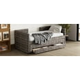 thumbnail image 2 of Twin Size Upholstered Daybed with Trundle and 3 Storage Drawers, Chenille Fabric Sofa Bed for Guest Room, Living Room, Space-Saving Modern Bed Frame, No Box Spring Needed, Gray, 2 of 9