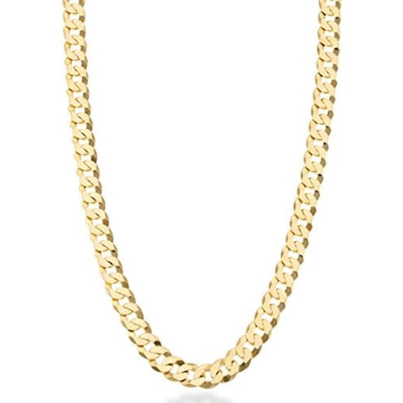 Miabella Italian 18K Gold Plated 925 Sterling Silver 7mm Cuban Link Curb Chain Necklace for Men Women, Made in Italy