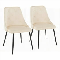 Modern Black Metal & Cream Faux Leather Dining Chairs - 2-Pack with Tapered Legs