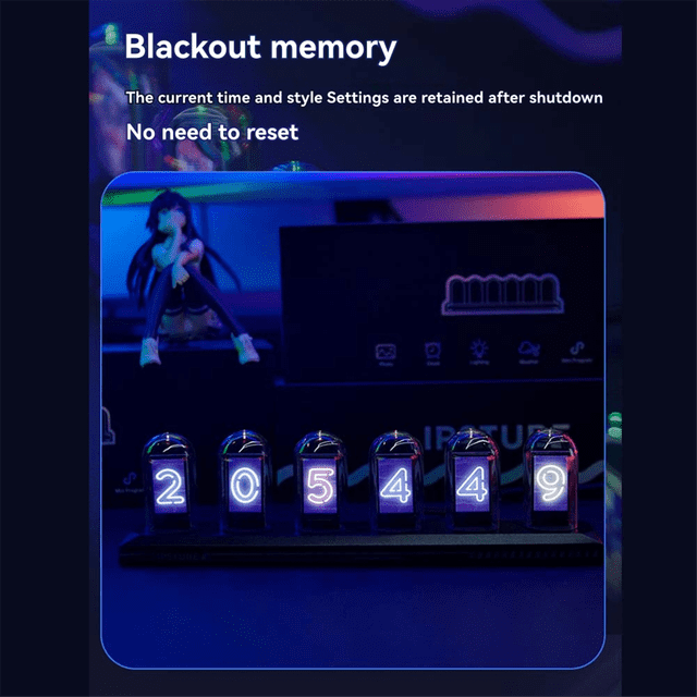 LED Nixie Tube Clock IPS Color Screen Digital Clock DIY Analog Digital Tube WiFi Time Desktop Desktop Digital Clock