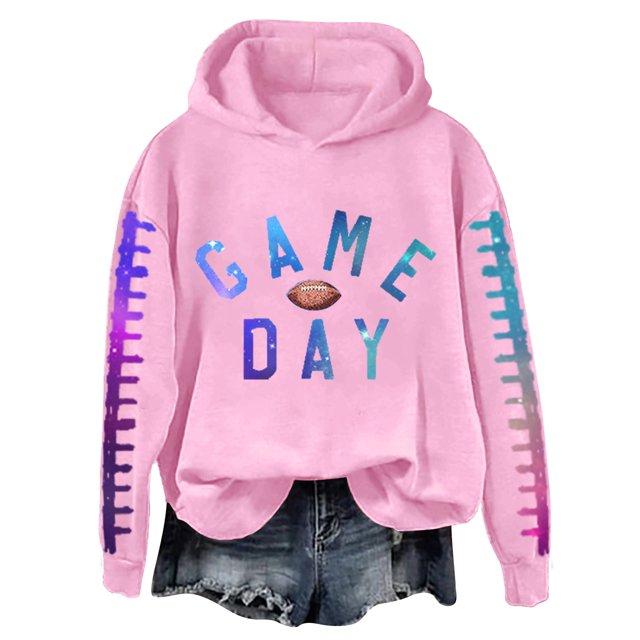 WZXFASHION Chandail en Molleton de Football pour Femmes Imprimé Graphique Dimanche Décontracté Manches Longues Col Rond Chandail Automne 2025 jusqu'à 50 % de Réduction Chandail pour Hommes