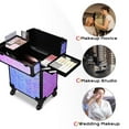 thumbnail image 2 of Byootique 2-Piece Makeup Train Case Cosmetic Organizer Kit Mermaid Purple Salon, 2 of 9