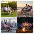 thumbnail image 7 of Folding Loveseat Camping Chair Portable Double Duo Full Padded Garden Chair for 2 Person Sofa w/ 2 Cup HolderWine Glass Holder Mesh Storage Support 500lbs for Picnic Beach Travel Purple, 7 of 7