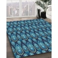 thumbnail image 3 of Ahgly Company Machine Washable Indoor Round Transitional Macaw Blue Green Area Rugs, 7' Round, 3 of 7