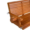 thumbnail image 2 of Innovaze 4 Ft Solid Fir Wooden Porch Swing with Cup Holders, Heavy Duty 880 LBS , All-Weather Resistant for Outdoor Patio Garden, Teak Tone, 2 of 11
