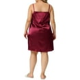 thumbnail image 3 of Agnes Orinda Women's Plus Size Valentines Day Nightgown Sleep Shirts Spaghetti Strap Ruffle Lounge Dress 3X Burgundy, 3 of 5