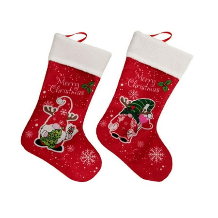 

NUOLUX 2Pcs Christmas Cartoon Sock Pendant Gift Holding Sock Tree Hanging Decor Red