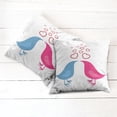 thumbnail image 6 of Ambesonne Love Throw Pillow Cover 2 Pack, Birds Heart Symbols Romance, 18", White Hot Pink Blue, 6 of 7