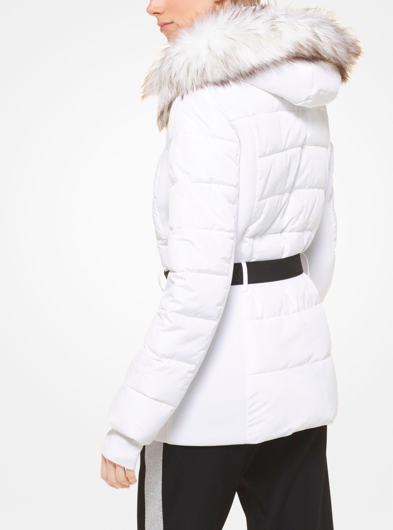 michael kors white belted puffer jacket