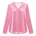 thumbnail image 4 of Ltctricy Velvet Tops for Women Vintage Long Sleeve V Neck Dressy Casual Velour T Shirts Soft Comfy Tees Loose Tunic Blouses(Pink,Medium), 4 of 7