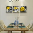 thumbnail image 5 of Canvas Wall Art For Bedroom Wall Decor For Kitchen Living Room Decor Girls Room Wall Decorations Black And White Wall Pictures Artwork Yellow Rose Flowers Canvas Prints Bathroom Home Decor 3 Piece, 5 of 6