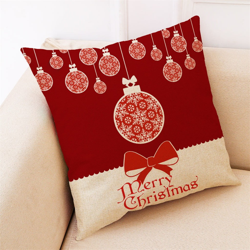 Christmas Pillow Case  Cotton Linen Sofa Car Throw Cushion Cover Home Decor 