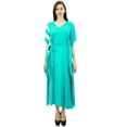 thumbnail image 3 of Bimba Womens Long Rayon Side Pannels Kaftan With Belt Designer Cover Up Caftan Maxi Night Dress, 3 of 9