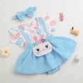 thumbnail image 2 of mgoYE Baby Girl Clothes 0-3 Months Newborn Short Sleeve Romper One Piece Jumpsuit Summer Infant Outfits 0 3 6 9 12 18 Months with Headband|Sky Blue 6-9 Months, 2 of 7