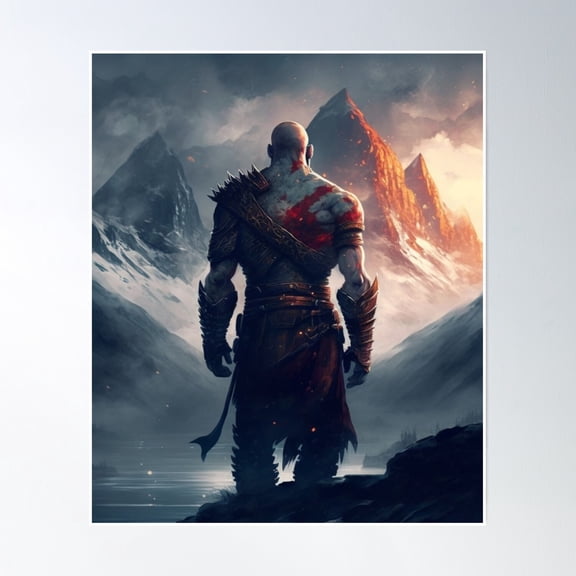 God Of War Kratos Poster Wall Art, Modern Wall Decor, 8x12 UNFRAMED
